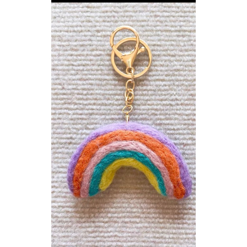 尼泊爾手工羊毛氈 可愛 鑰匙扣 鑰匙圈 包掛 掛件 可愛 毛絨絨 擺件 擺飾 飾品 彩虹🌈 羊毛氈 手工禮物