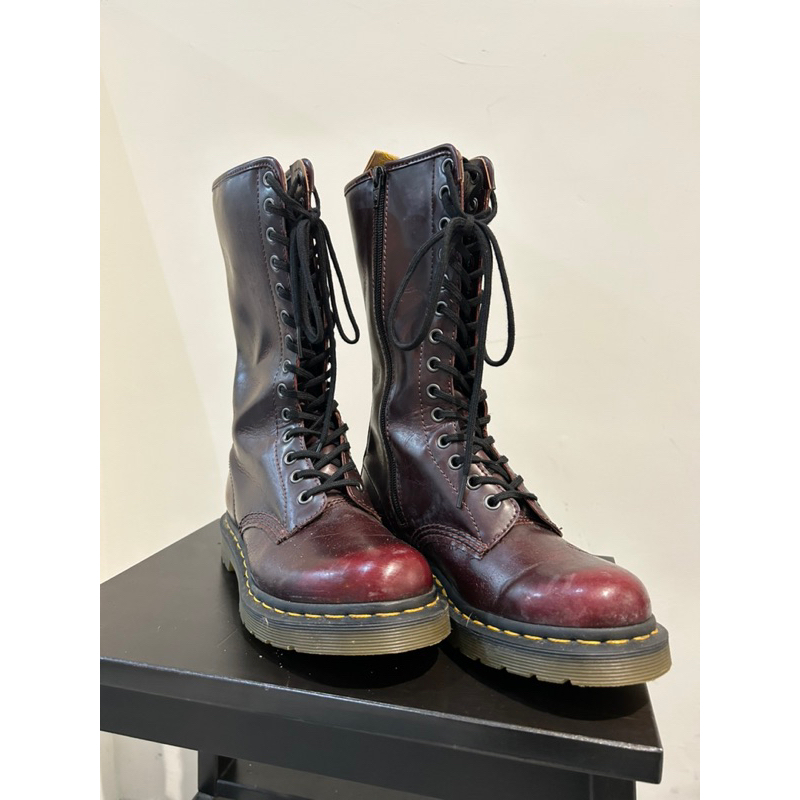 dr.martens 14孔 酒紅色靴