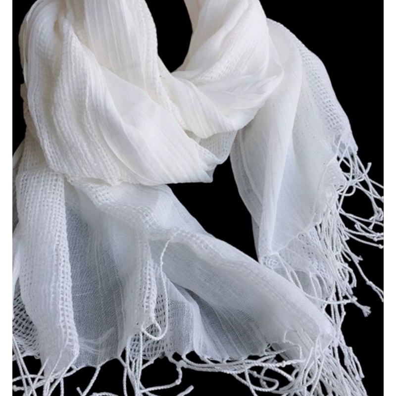 純白色全棉鏤空圍巾植物染色藍染 扎染 手繪專用白色圍巾教學白胚布