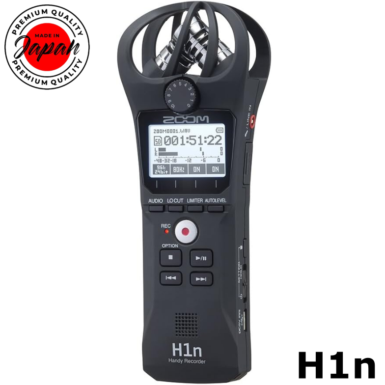 Zoom / H1N方便的錄音機黑色，配備90°XY立體聲麥克風麥克風棕櫚大小緊湊型音樂樂隊Live House 100