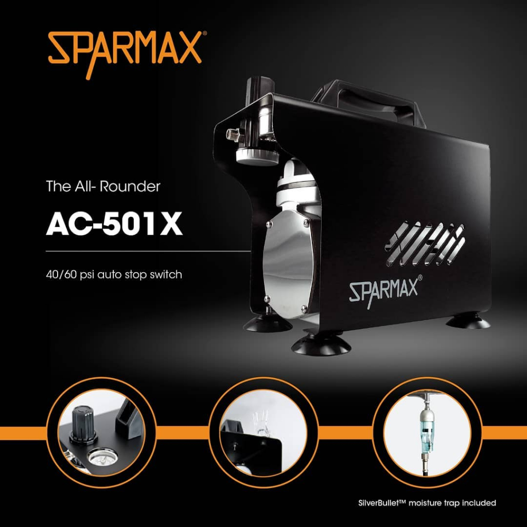 SPARMAX AC-501X 無油式空壓機 附噴筆濾水器 #全輪者 極光橘 超商可