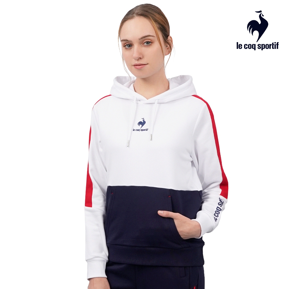 【LE COQ SPORTIF 法國公雞】法式經典連帽T恤-男女款-白色-LWS23831