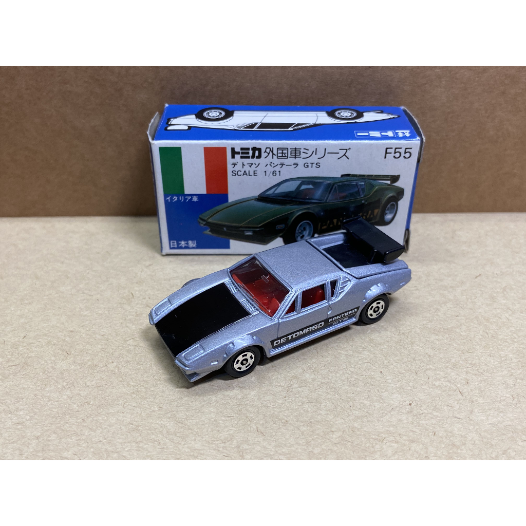 Tomica 日本製 藍盒 no.F55 DE TOMASO PANTERA GTS 銀色 跑車 絕版