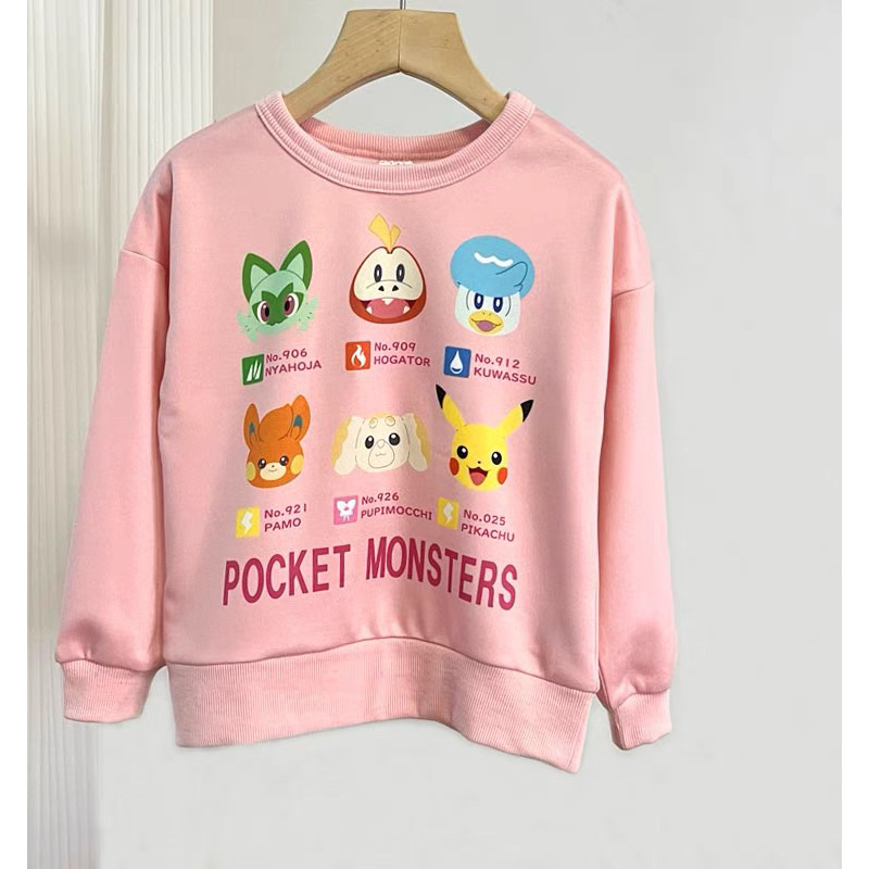「全新現貨」110日本🇯🇵神奇寶貝寶可夢 粉紅刷毛上衣 長袖 童裝