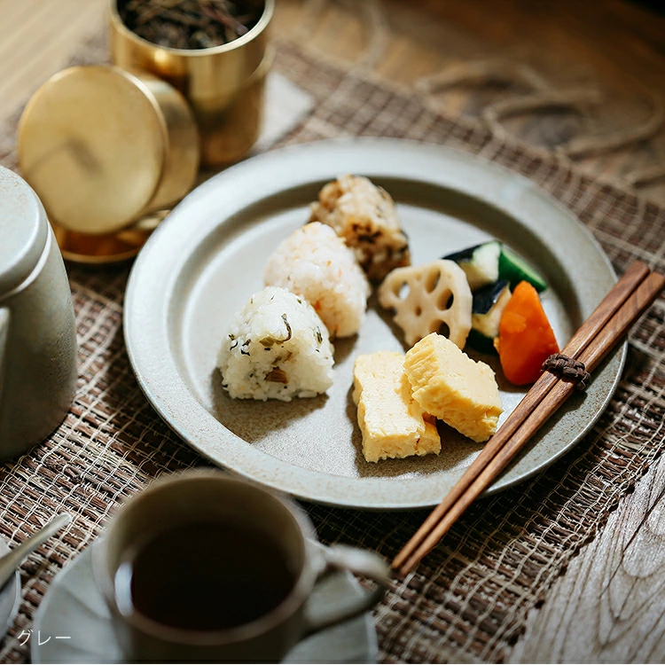 ［拾憩］日本 Ancient Pottery 復古圓盤 22cm 可烤箱 美濃燒 法式 餐盤 淺盤 早餐盤 盤子 禮物