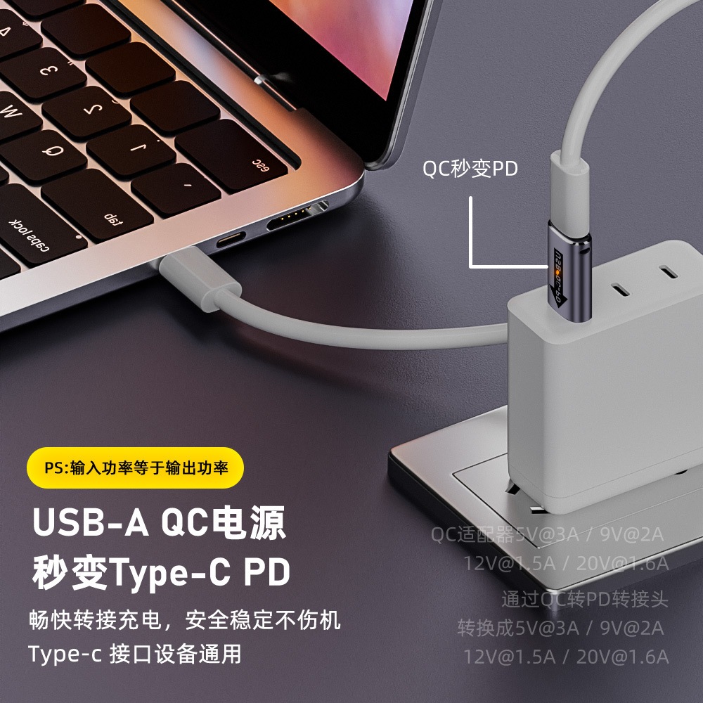 【台灣現貨】QC轉PD 鋁合金轉接頭 A公轉C母 USB3.1 數據傳輸 充電