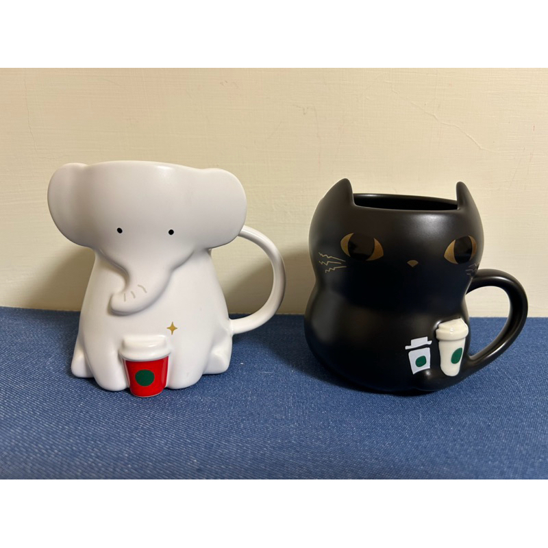 日本🇯🇵星巴克「黑貓🐈‍⬛+大象🐘造型馬克杯」