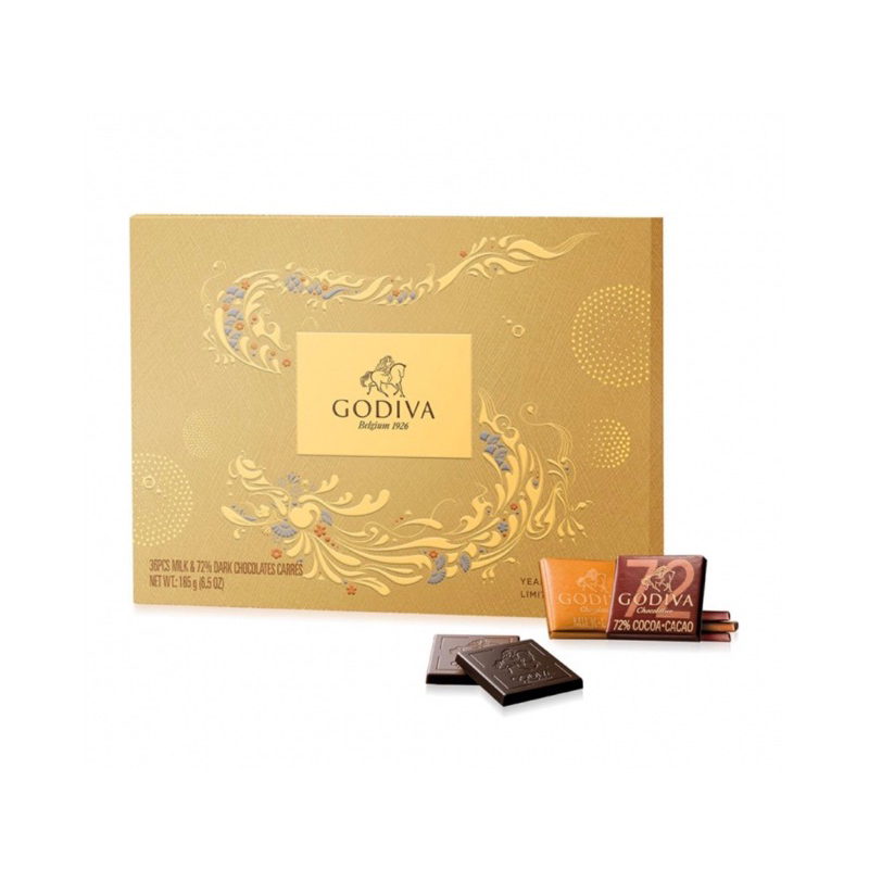 代購 新年限定 Godiva 片裝 牛奶和72%巧克力禮盒36入