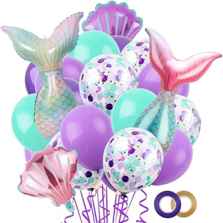 亞馬遜美人魚尾巴汽球 / 女孩生日派對 兒童生日佈置 / 派對裝飾 美人魚鋁膜氣球 生日裝飾 生日氣球【國王皇后】