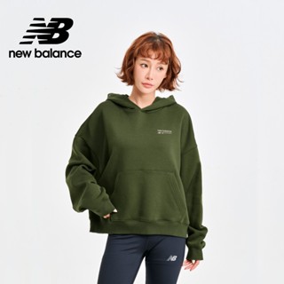 【New Balance】 NB 刷毛保暖連帽長袖上衣_女性_墨綠色_WT33531KOU