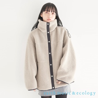 earth music&ecology 2WAY雙面穿羊羔毛X尼龍大衣外套(1L37L0Z0400)