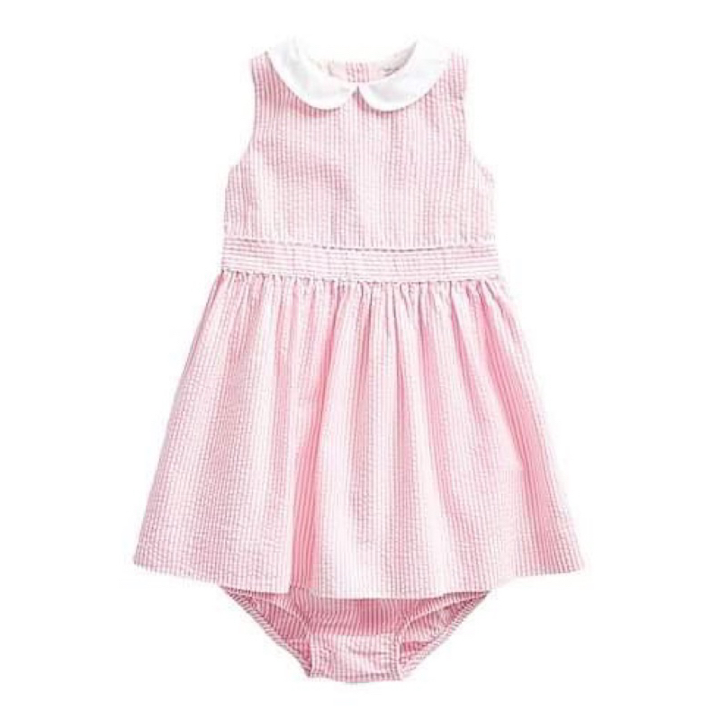 RL POLO RALPH LAUREN 女嬰 女童 粉色 條紋 氣質 洋裝