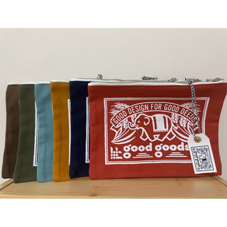 泰國 現貨 清邁文青品牌 good goods 大象LOGO帆布拉鍊包-中