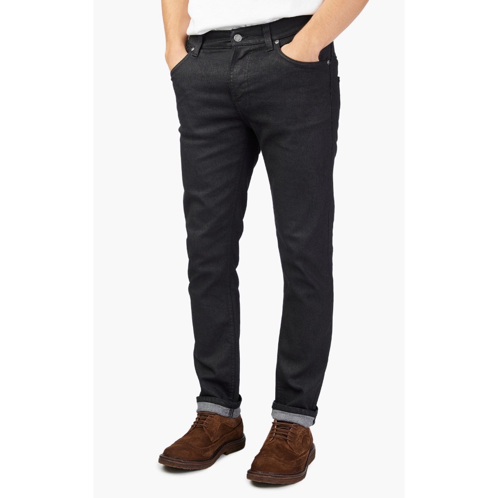 瑞典設計 義大利製的優質好牛 Nudie Jeans Thin Finn Back 2 Black 黑色上漿 窄身牛仔褲