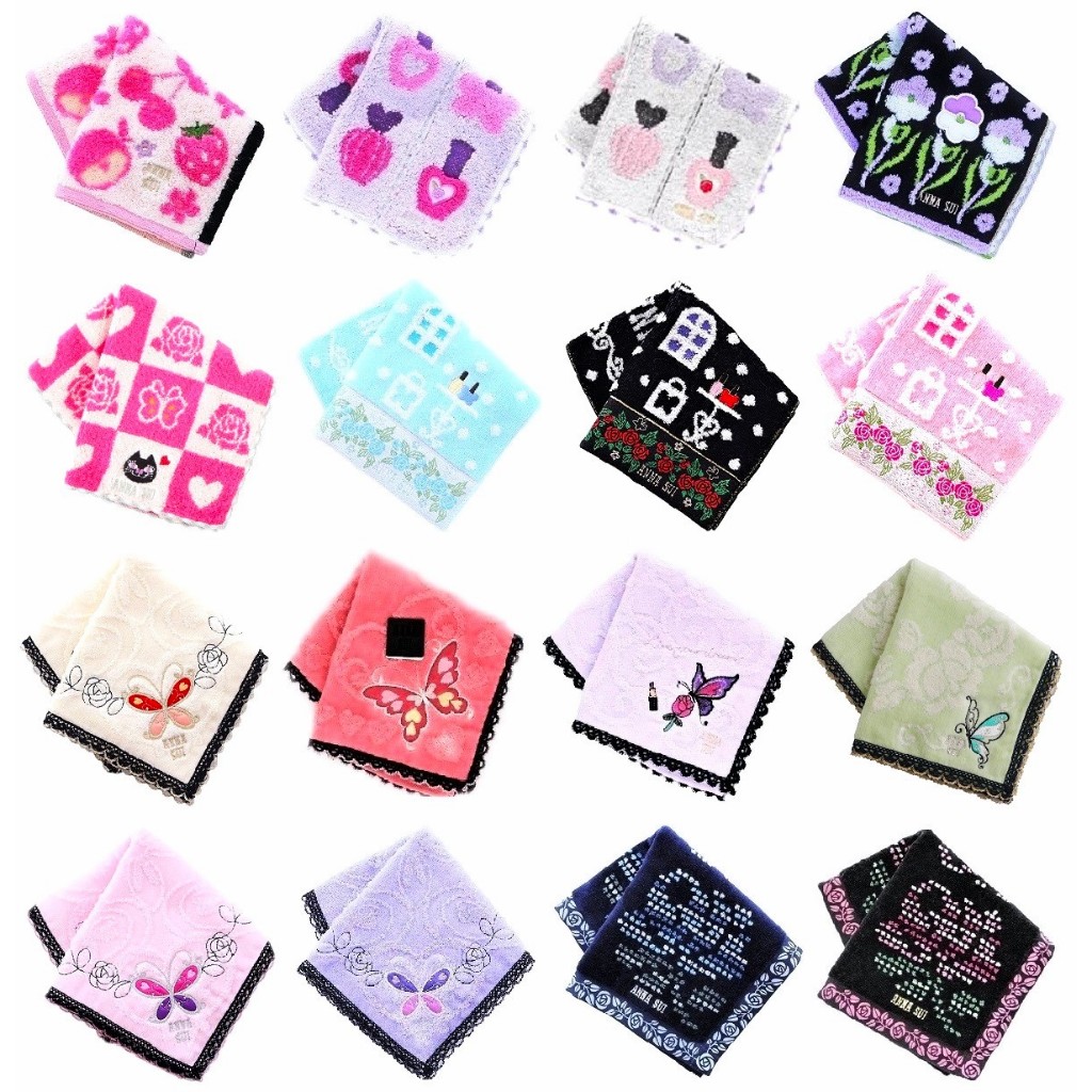 日本原裝 ANNA SUI 安娜蘇 全新正品 棉100% 刺繡 毛巾 手帕 小方巾 方巾 特價 多款 現貨