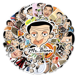 【 現貨】📺50張 豆豆先生 憨豆先生 卡通 獎勵 塗鴉貼紙 PVC 防水 行李箱 安全帽 筆電 滑板 冰箱