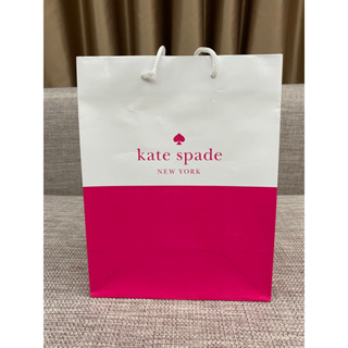 Kate spade桃紅色白色相間紙袋