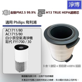 適用PHILIPS飛利浦AC1715 AC1711白小奈空氣清淨機活性碳HEPA濾網芯#FY1700