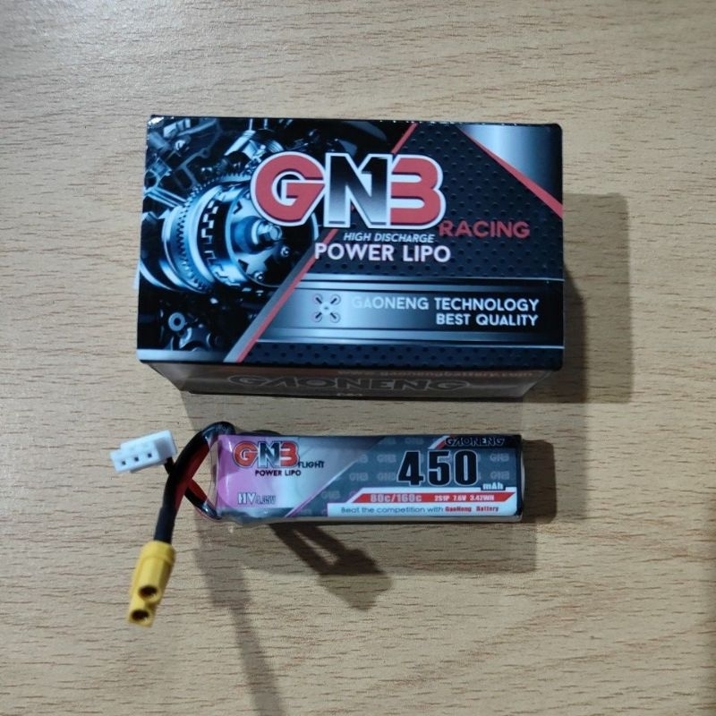 GAONENG 2PCS 450mAh 2S 7.6v 80C HV Lipo 電池