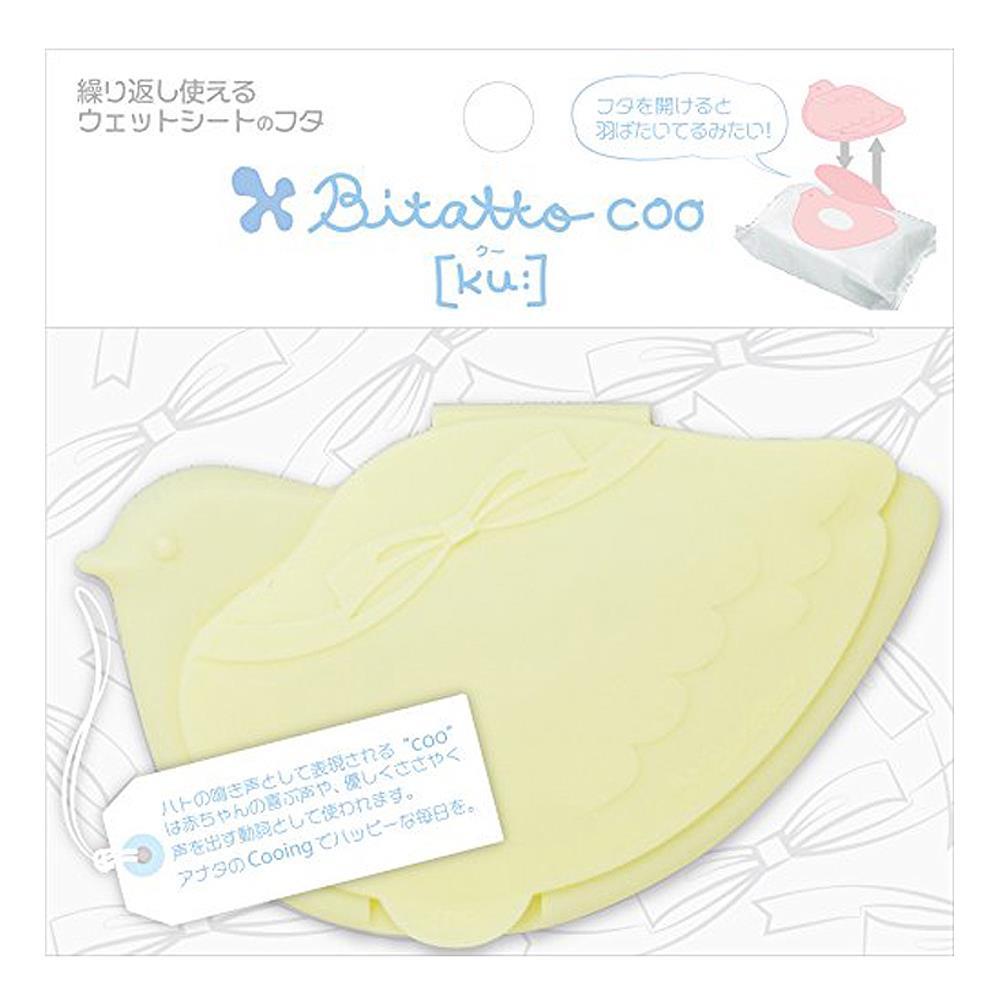 日本 必貼妥 Bitatto 重覆黏濕紙巾專用盒蓋-幸福咕咕鴿系列-粉鵝黃