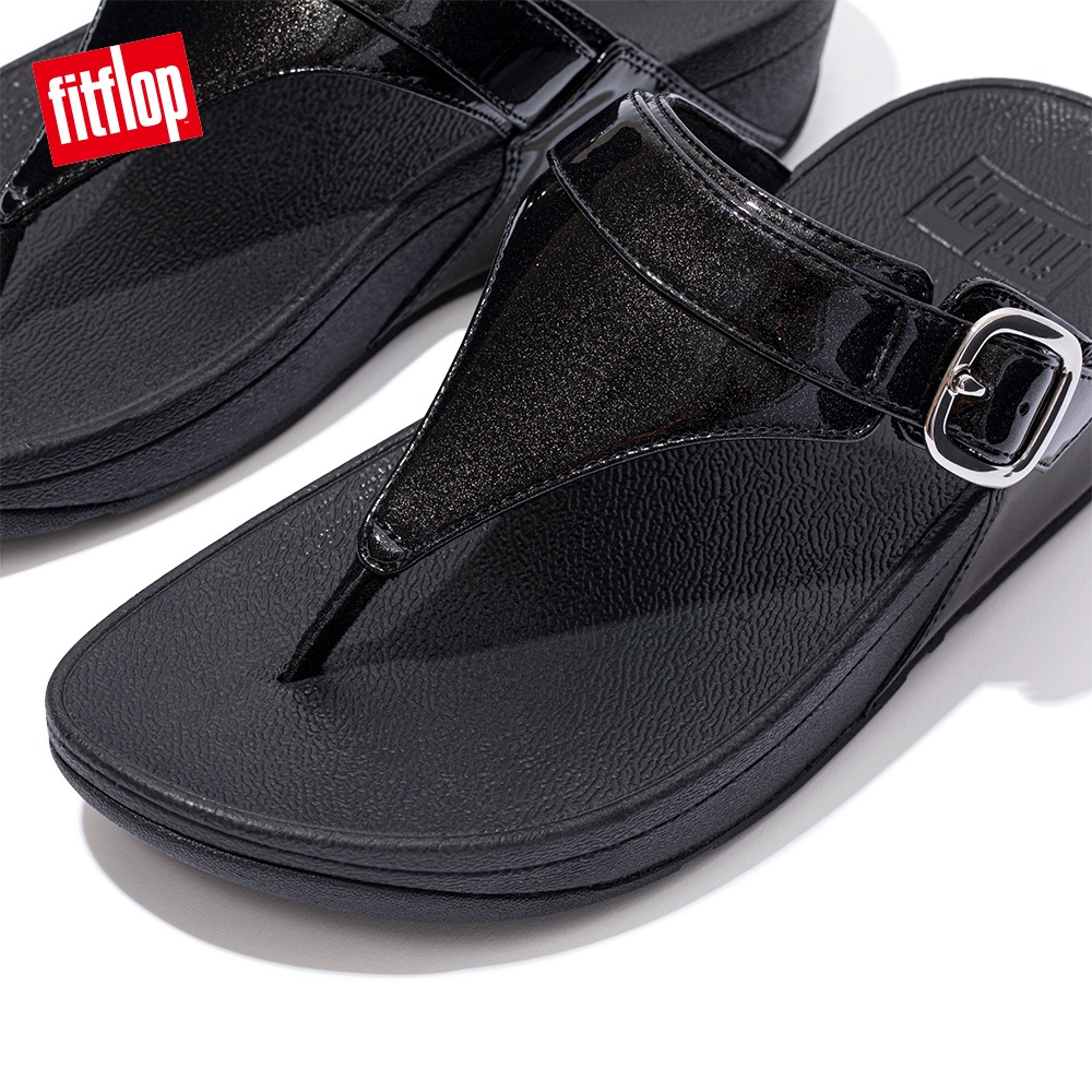 【FitFlop】LULU GLITTER ADJUSTABLE TOE-POST SANDALS可調式夾腳涼鞋-女(黑