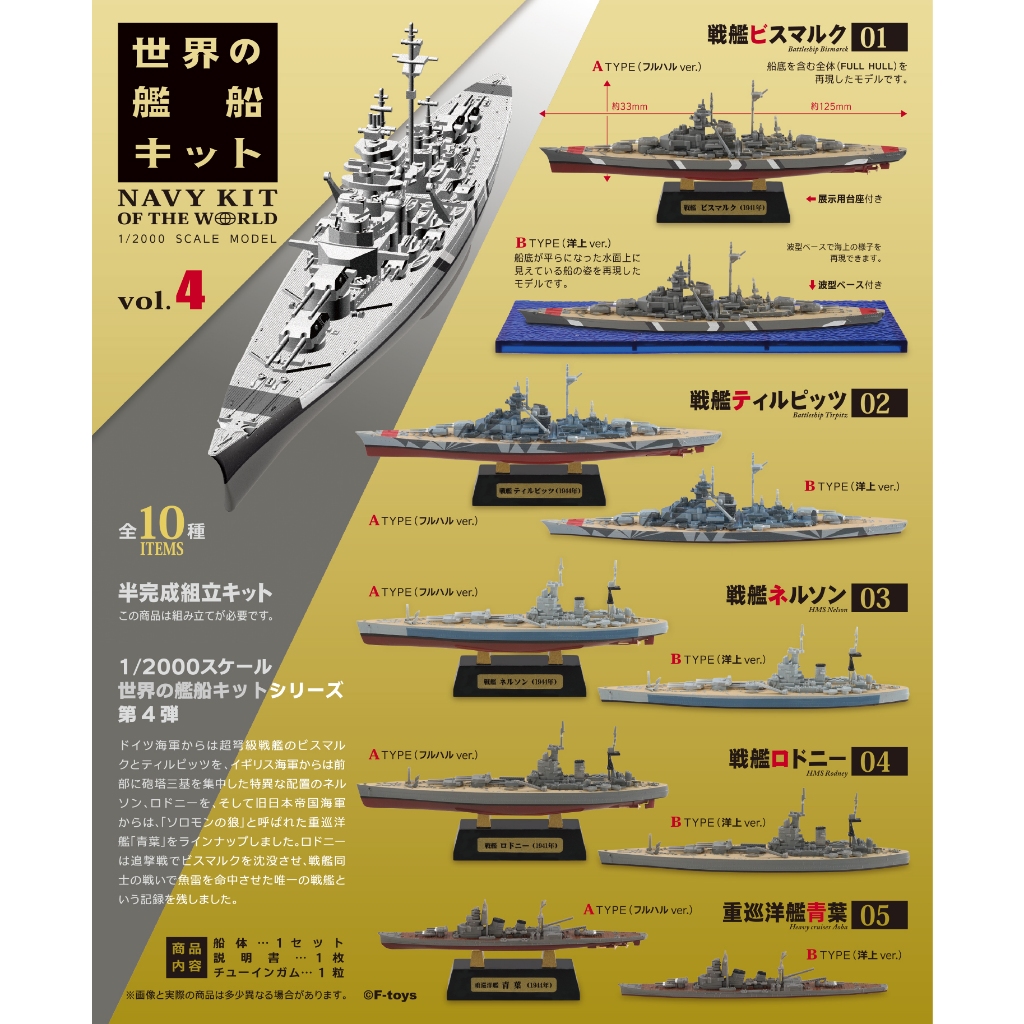 【LUNI 玩具雜貨】F-toys 世界船艦04 kit 盒玩 整套10款