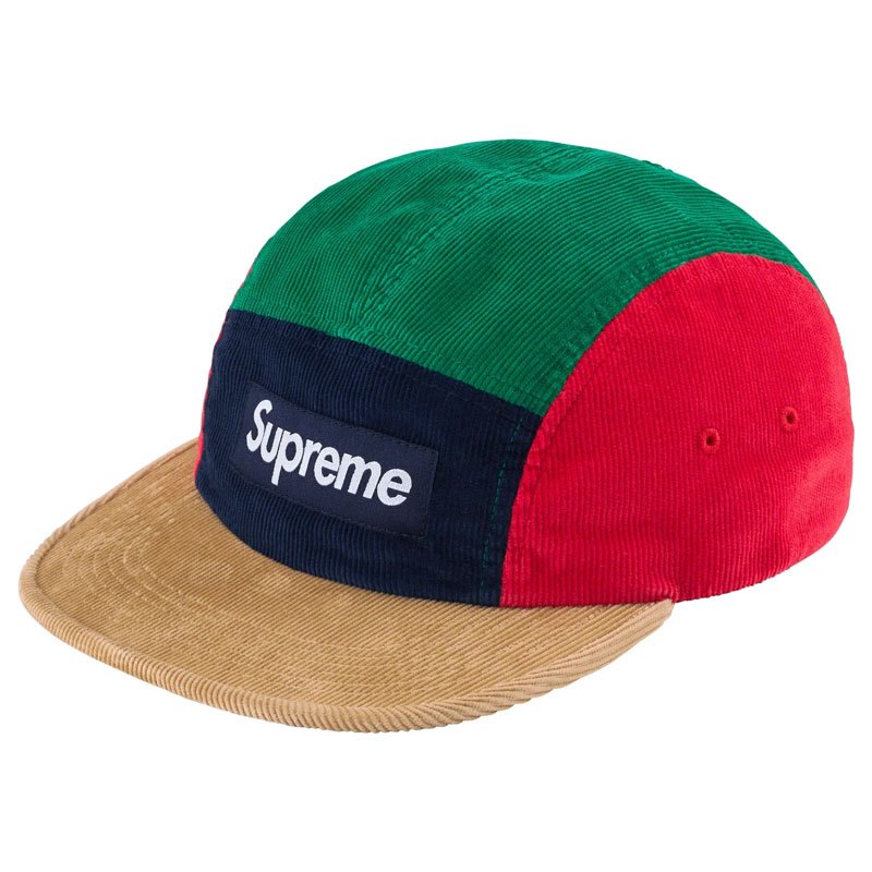 SUPREME FW23 CORDUROY CAMP CAP 燈芯絨 五分割帽 (拼色) 化學原宿