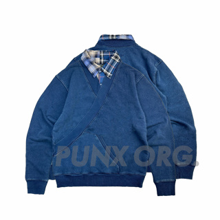 PUNX SPLICE CREWNECK 重工水洗藍染仿舊拼接大學TEE & 襯衫 & 夾克外套【 PUNX 】