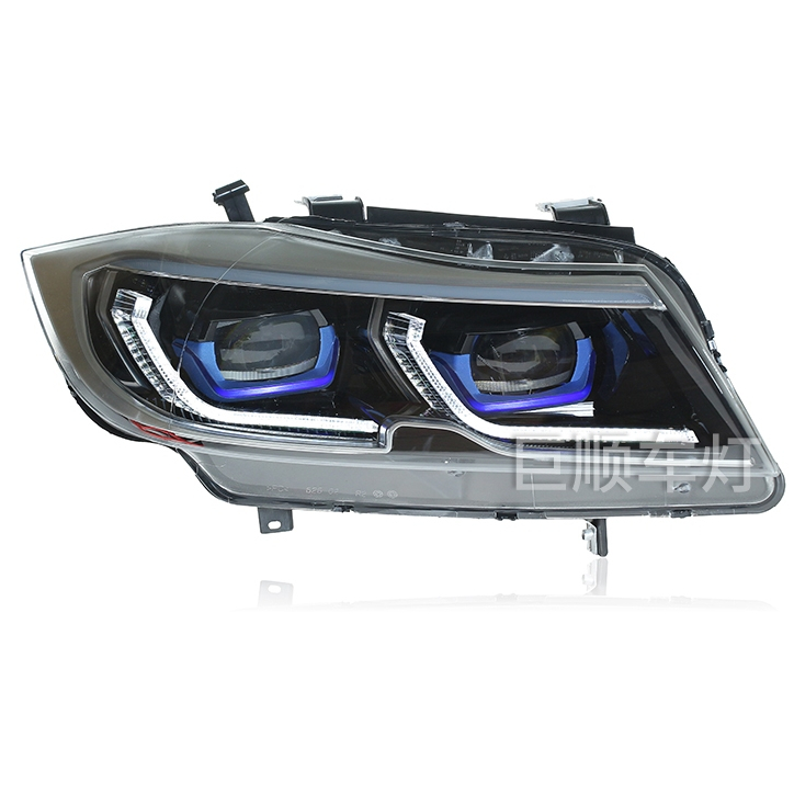 適用於BMW 3系E90大燈總成05-12款三系改裝雙光透鏡LED日行燈流光