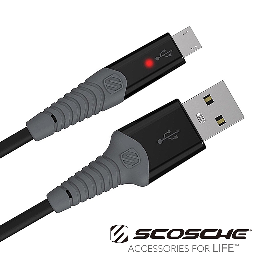 【SCOSCHE】Micro USB 閃電充電線 6呎(180cm) (白色/黑色)