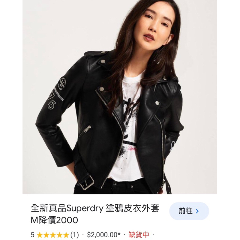 全新真品/保證沒穿過Superdry 塗鴉皮衣外套 S 黑色