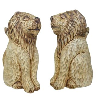 【自然觀光工廠】獅子 實木獅子 火雕獅子 原木火雕藝品 木雕精品 居家擺飾 峇里島風雕刻 Wooden Lion