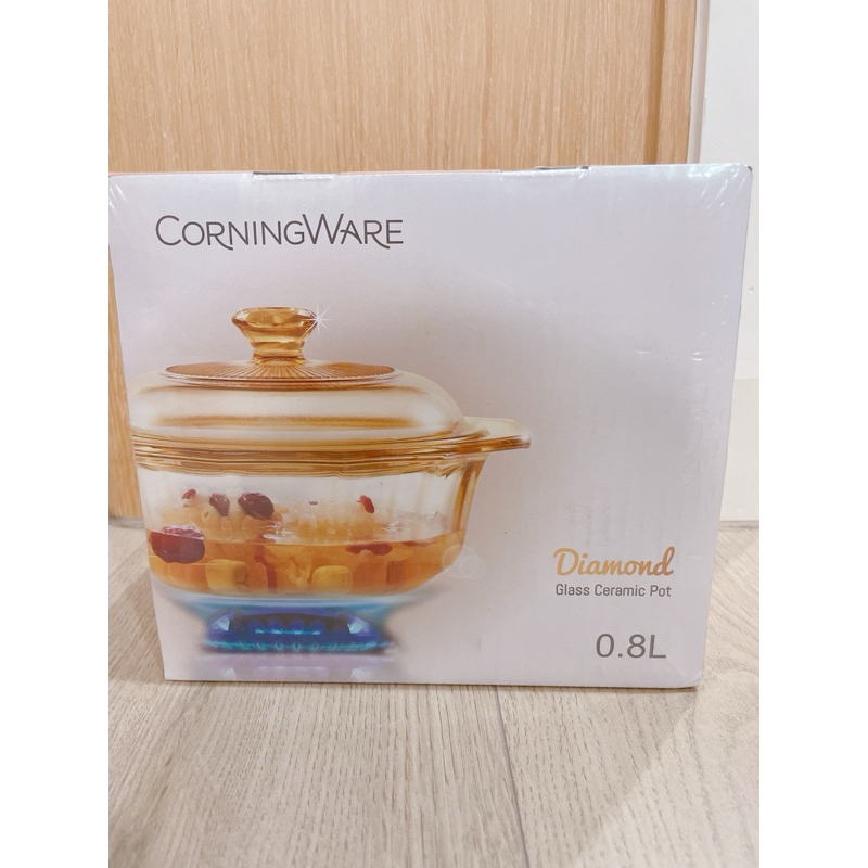 『CorelleBrands 康寧餐具』Corningware稜紋系列 晶鑽鍋0.8L