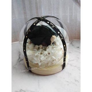 WeiNi 黑玫瑰 黑色永生玫瑰花 玻璃球 雙生世界 黑白 永生花 不凋花 乾燥花 交換禮物 生日禮物 12cm