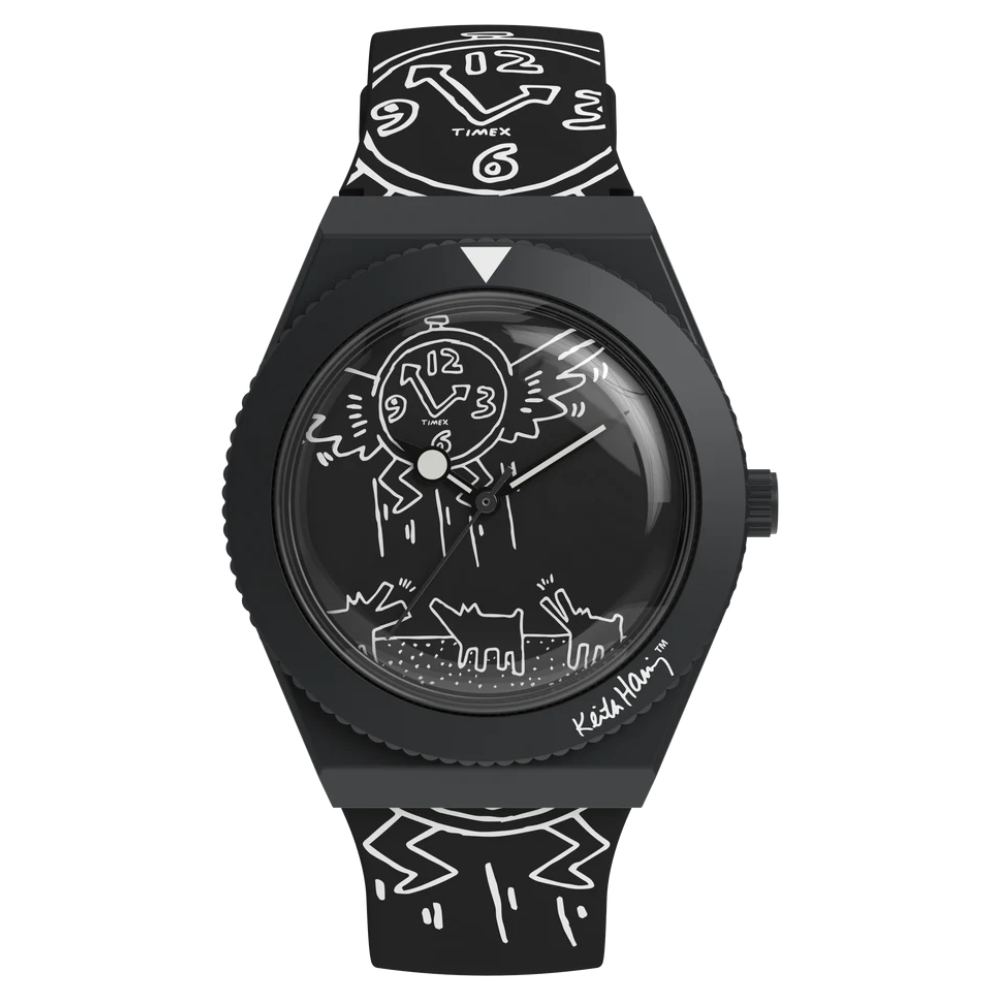 【TIMEX】天美時 Q Timex x Keith Haring 38 毫米普普藝術風格手錶(黑TXTW2W25600