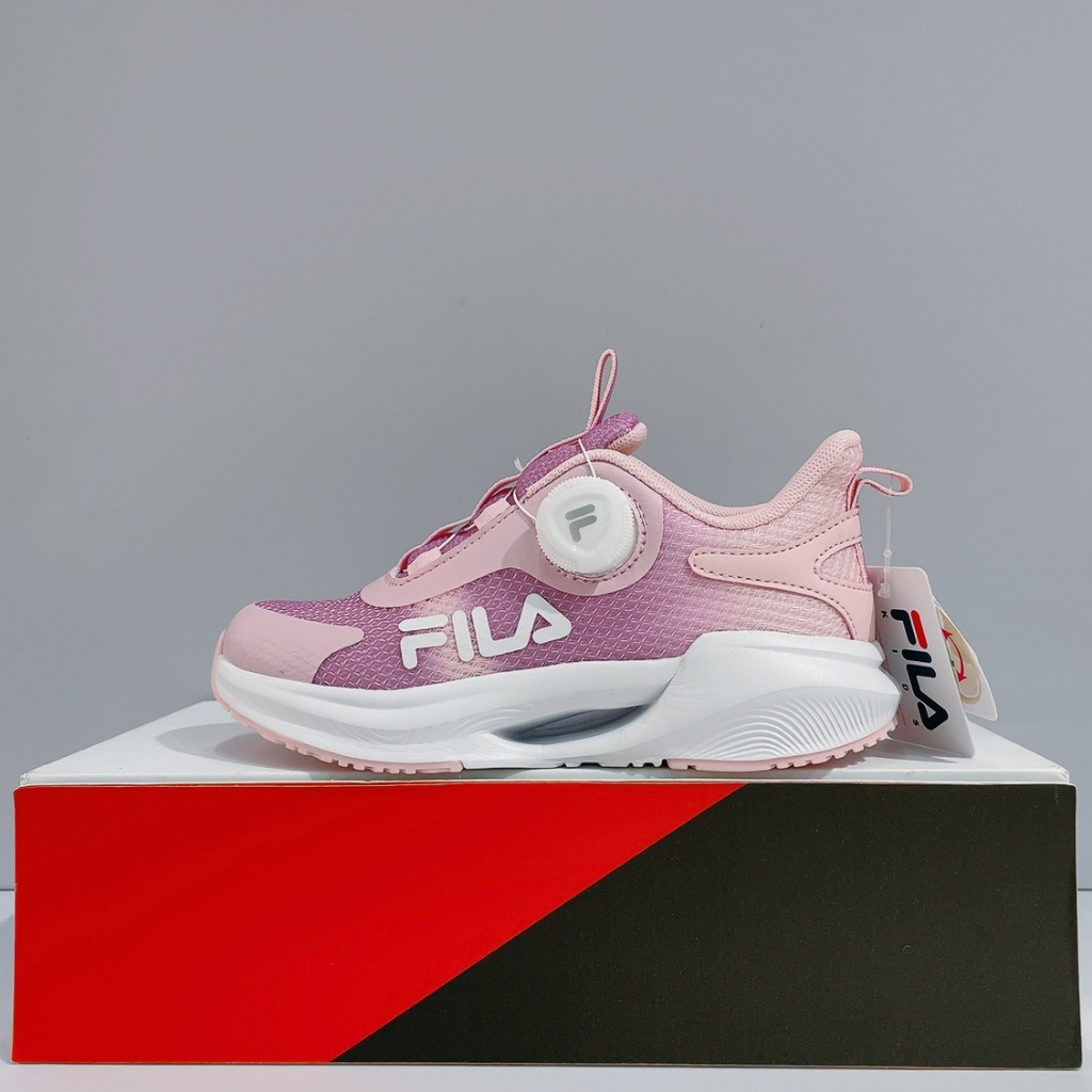 FILA KIDS 中童 粉色 旋轉釦 免綁帶 康特杯 支撐足弓鞋墊 運動 慢跑鞋 休閒鞋 2-J430Y-515