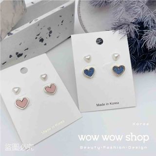 🇰🇷韓國首爾✈正韓《現貨免運》韓製 小清新皮革愛心+珍珠耳環 可愛珍珠愛心耳針 耳環組wow wow shop