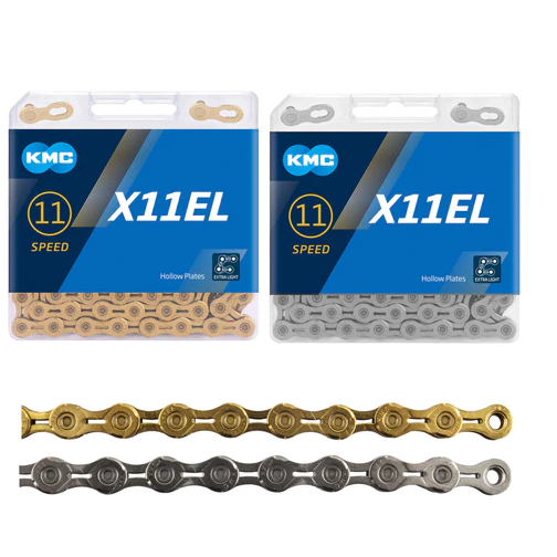 原廠盒裝 KMC X11EL 11速鏈條 118目 金色/銀色 內外片簍空 輕量鏈條