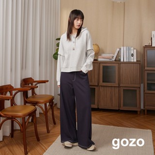 【gozo】gozo三次方可拆袖造型帽T(淺灰/深灰_F) | 女裝 休閒 連帽上衣 帽T 薄長袖 長袖 韓系 大學T