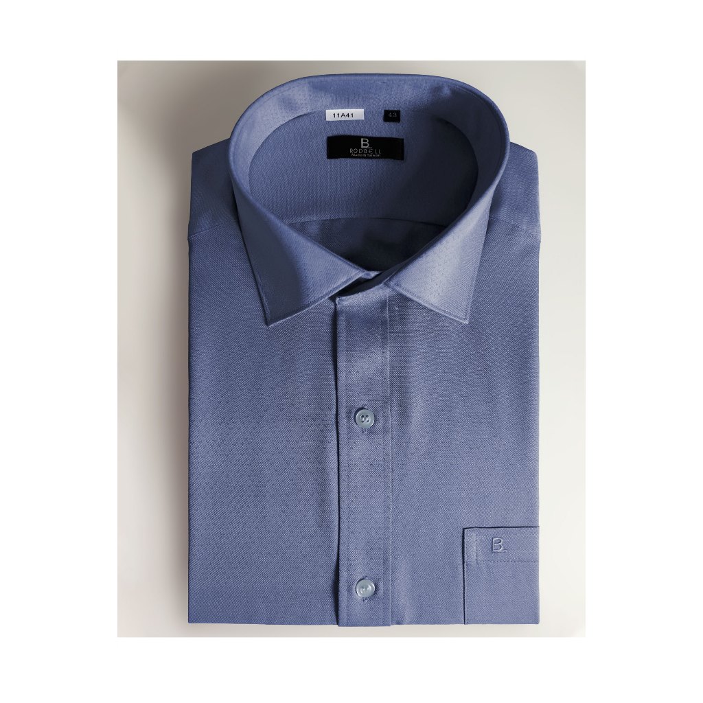 【羅德貝爾】藍色長袖修身襯衫(牡蠣殼) / 涼爽 舒適透氣