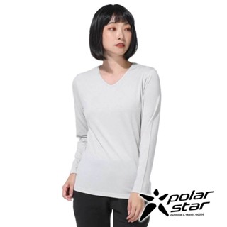 【PolarStar】女石墨烯V領衛生衣『灰』P23228 戶外 露營 登山 健行 休閒 保暖 衛生衣 長袖