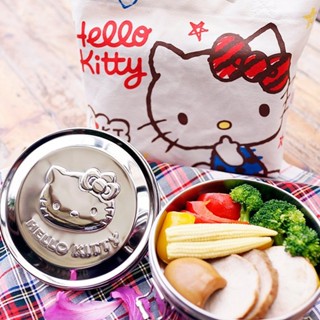 HELLO KITTY 正版授權 臺灣製 304不鏽鋼便當盒(附提袋)