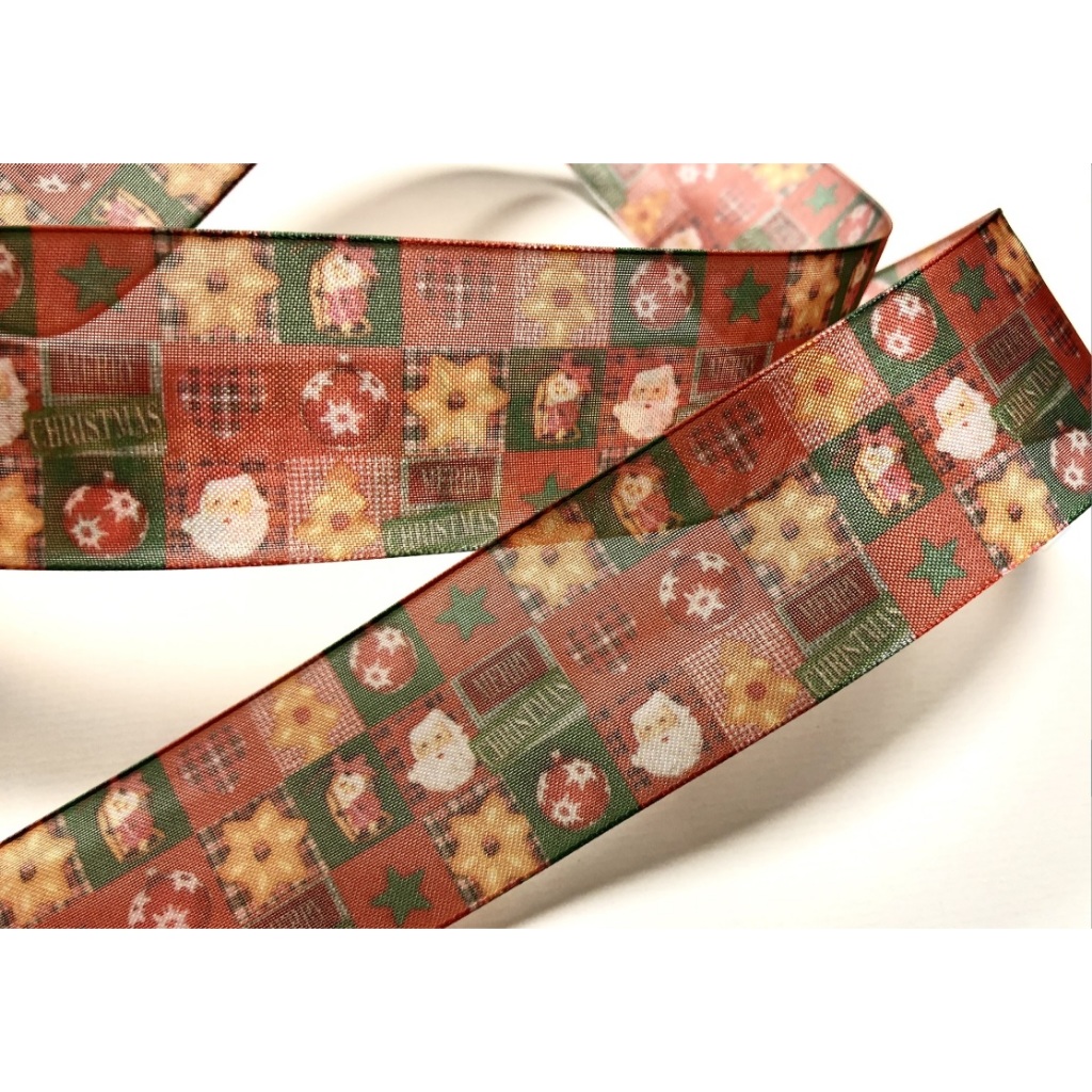 【Crystal Rose緞帶】快樂聖誕/平織網紗/38mm/聖誕緞帶台灣製造
