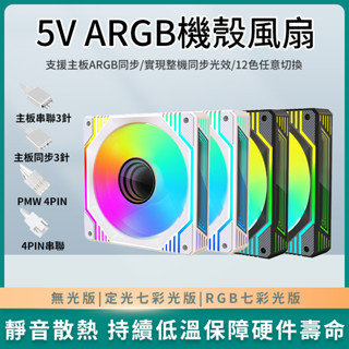 🔥現貨含稅附發票🧾電腦機殼專用12CM散熱風扇 無光 七彩 電腦主機靜音降溫