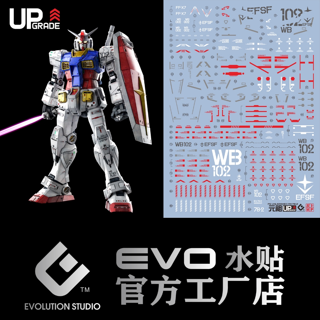 練功神物 EVO UP提升 PG 1/60 RX78 RX782 元祖 鋼彈 2.0 模型 PGU 螢光 水貼