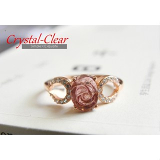 ☆Crystal-Clear☆ 925玫瑰金天然玫瑰花碧璽戒指2BS34