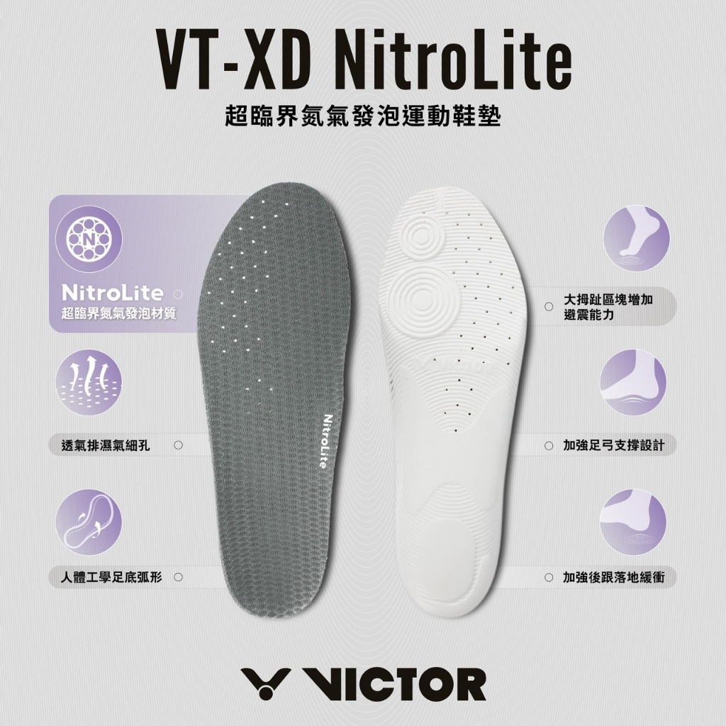 24磅羽球 / VICTOR勝利 超臨界氮氣發泡運動鞋墊 VT-XDNitroLite