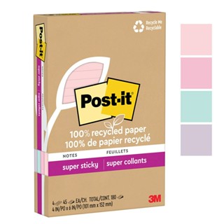 3M Post-it 利貼 狠黏 環保橫格便條紙 101x152mm（45張/本）混色4本/盒 4621R-4SSNRP