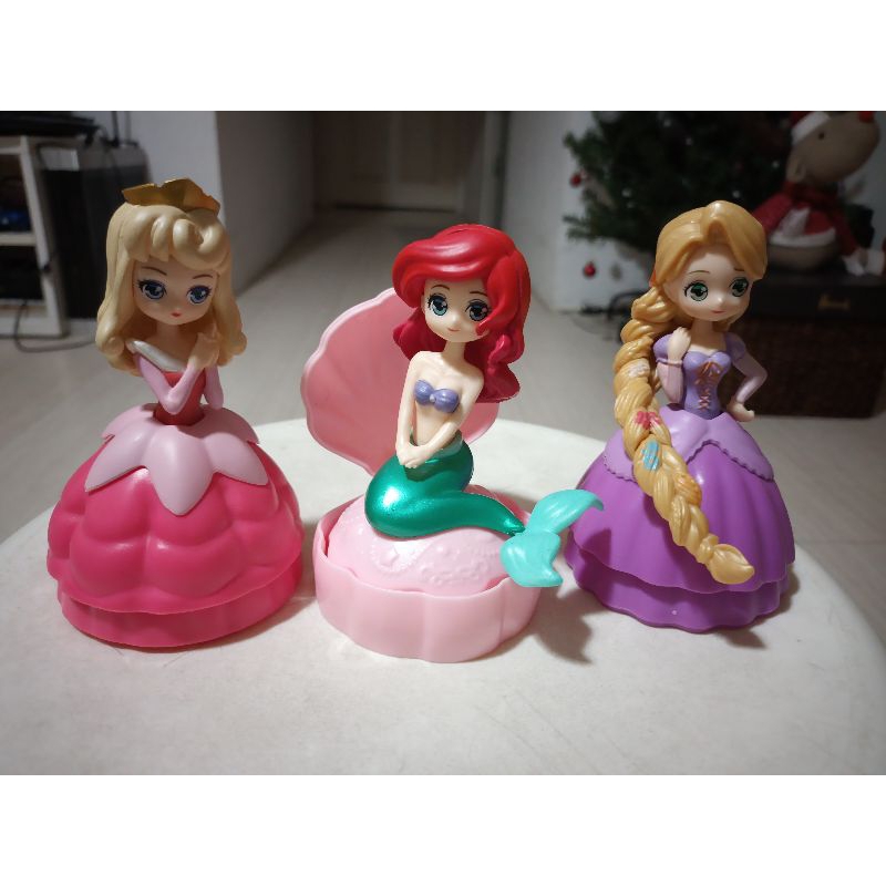 迪士尼公主3款整套  扭蛋玩具Q版公仔人偶模型玩具手辦擺件娃娃