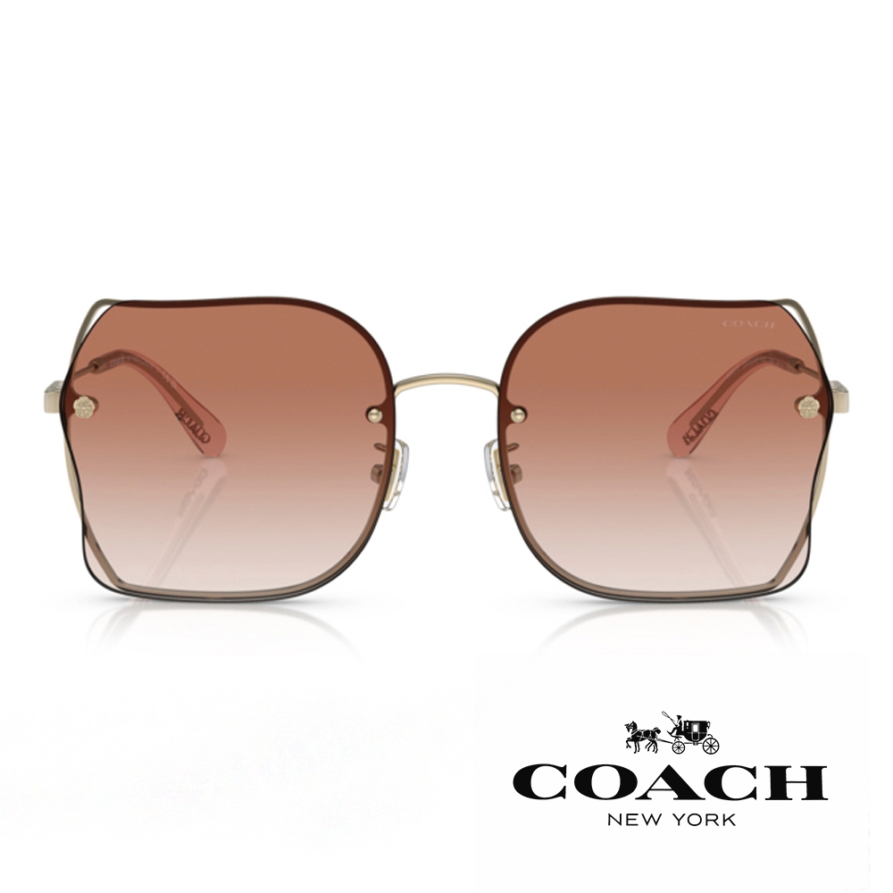 COACH 太陽眼鏡 HC7150D 900513 時尚大鏡框花瓣金屬 - 金橘眼鏡